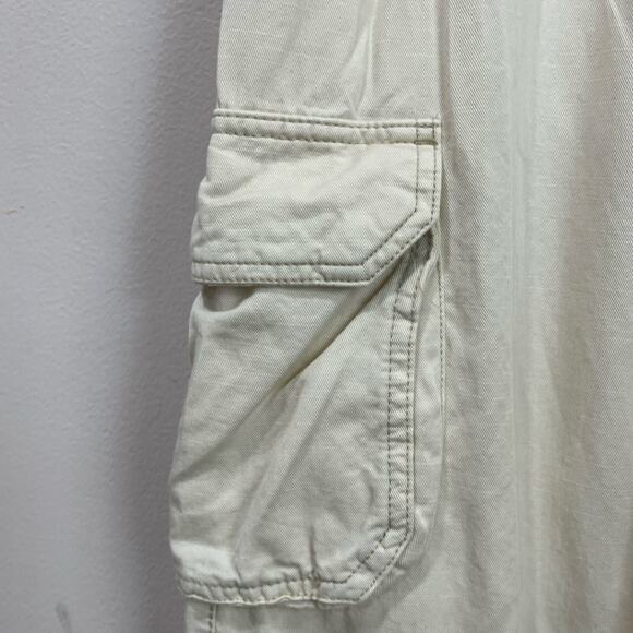 Old Navy Mid Rise Wide Leg Cargo Pants Size M Cream Drawstring Utility - Picture 7 of 8